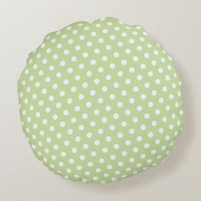 Grün & Weiß Polka Dot Rundkissen Rundes Kissen (Rückseite)