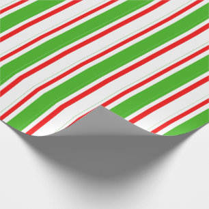 Grün, Weiß, Rot Streifen/Linienmuster Geschenkpapier