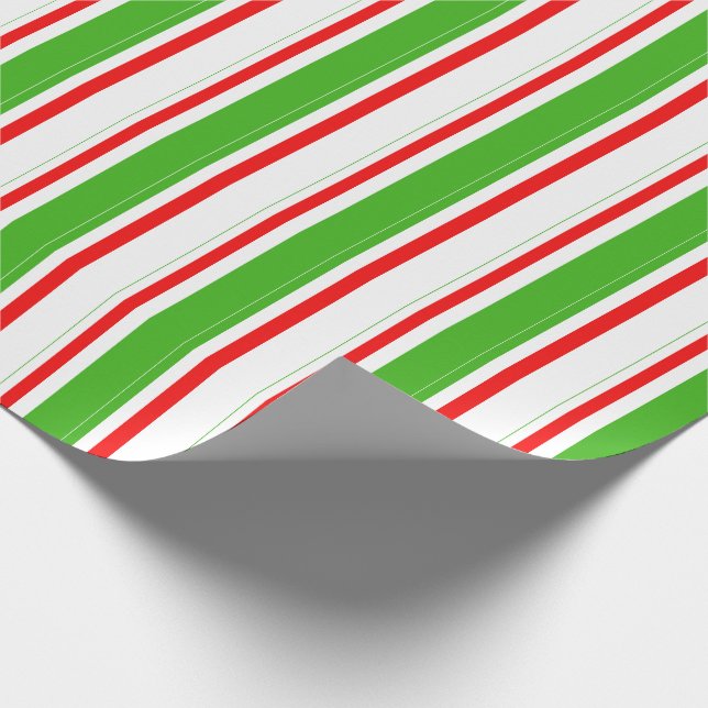 Grün, Weiß, Rot Streifen/Linienmuster Geschenkpapier (Ecke)