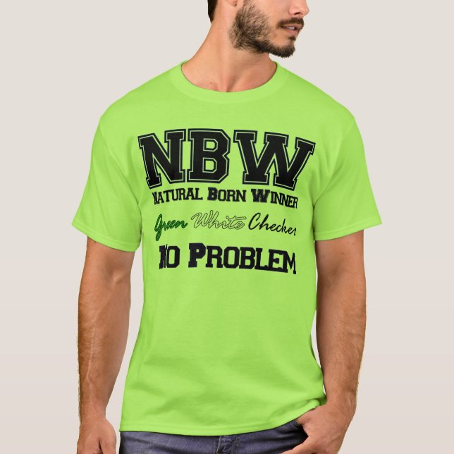 Grün, weiß, Schachbrett T-Shirt (Vorderseite)