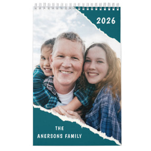 Grün & Weiß Scrapbook Benutzerdefiniertes Familien Kalender