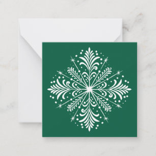 Grün/Weiß Snowflake Mini Weihnachtskarte Mitteilungskarte
