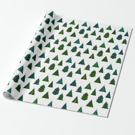 Grün-Weiß-Weihnachtsbaummuster Geschenkpapier