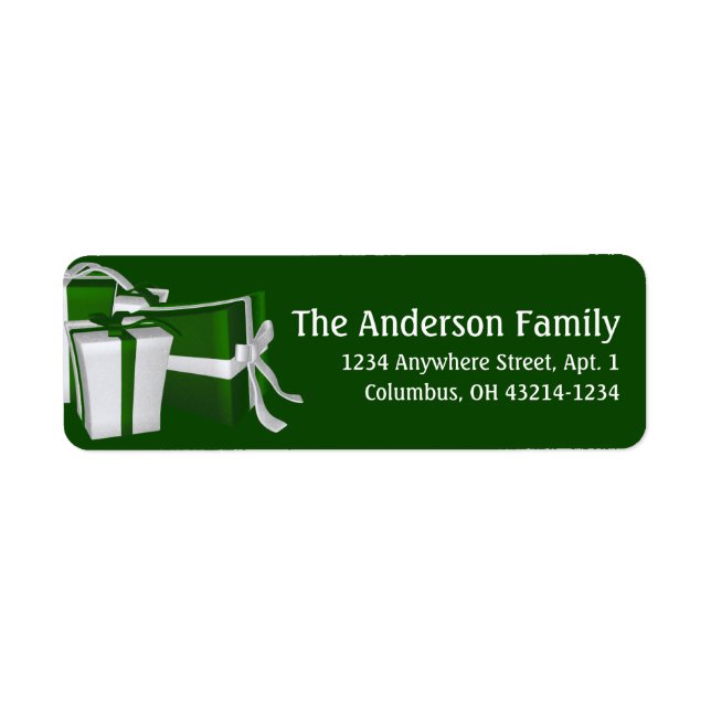 Grün & Weiß Weihnachtsgeschenke mit Adressetikette (Vorne)