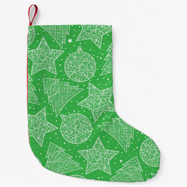 Grün-Weiß Weihnachtsmuster Weihnachten Strumpf Kleiner Weihnachtsstrumpf (Vorderseite)