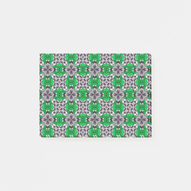 Grün-Weiß-Wiederholungsmuster Post-it Klebezettel (Vorderseite)