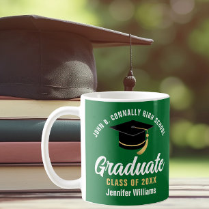 Grün Weiße Absolventen-Personalisierte Abschlussfe Kaffeetasse