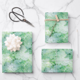 Grün-weiße abstrakte Geometrie Geschenkpapier Set