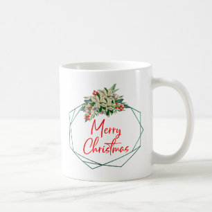 Grün Weiße Blüte Frohe Weihnachtskaffee Tasse