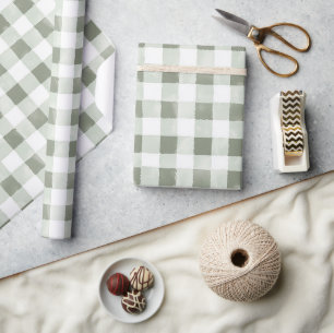 Grün Weiße Karierte Streifen Geburtstag Geschenkpapier