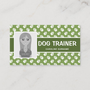 Grün-weiße Pfoten- und Fotovorlage - Hundetrainer Visitenkarte
