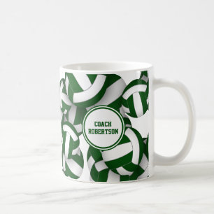 grün weiße Schulfarben Volleyball-Trainer-Geschenk Kaffeetasse