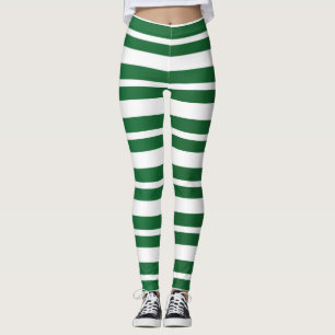 Grün-weiße Streifen Festive Holiday Weihnachten Leggings