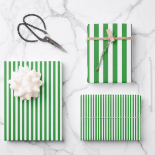 Grün-weiße Streifen Geschenkpapier Set