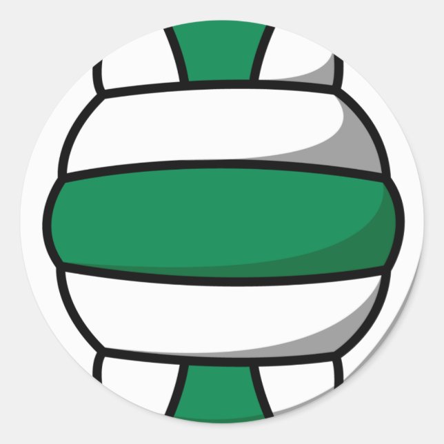 grün-weiße Volleyball Runder Aufkleber (Vorderseite)