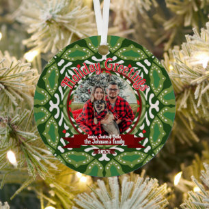 Grün Weiße Weihnachtsenergie Benutzerdefiniertes F Ornament Aus Metall
