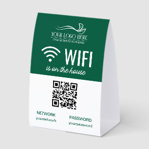 Grün-weißer Business-WiFi-QR-Code-Logo Tischaufsteller