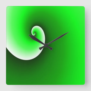 Grün-weißer Spiralverlauf Quadratische Wanduhr