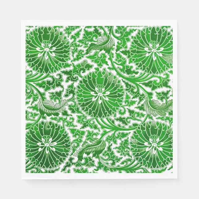 Grün-weißes Blumenmuster Serviette (Vorderseite)