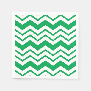 Grün-weißes Chevron-Zickzack-Musterdesign Serviette