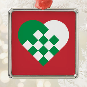 Grün-weißes dänisches Herz Ornament Aus Metall