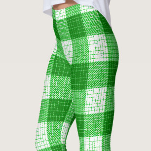 Grün-weißes, fett kariertes Karomuster Design Leggings