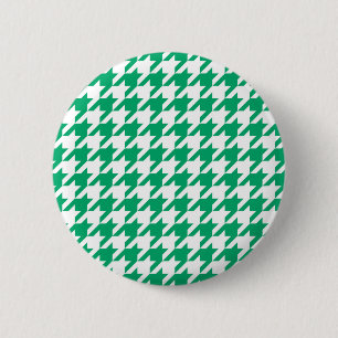 Grün-weißes Houndstooth-Karo Button