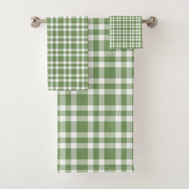Grün-weißes Karomuster Badhandtuch Set (Insitu)