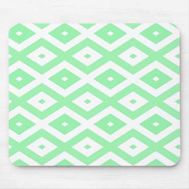 Grün-weißes Rautenmuster Mousepad (Vorne)
