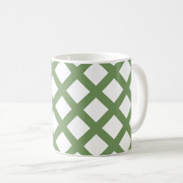 Grün-weißes Schachbrett-Diamantmuster Kaffeetasse
