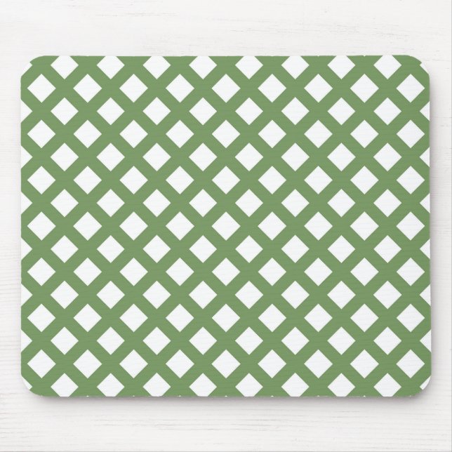 Grün-weißes Schachbrett-Diamantmuster Mousepad (Vorne)