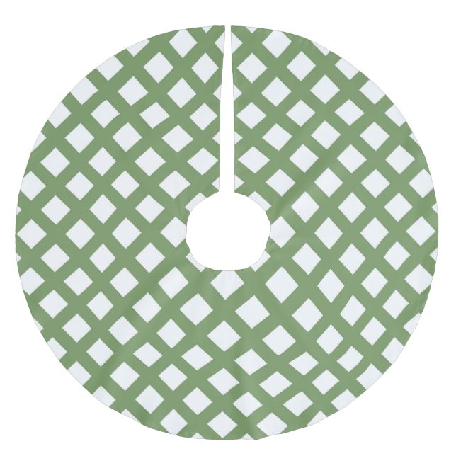 Grün-weißes Schachbrett-Diamantmuster Polyester Weihnachtsbaumdecke (Vorderseite)