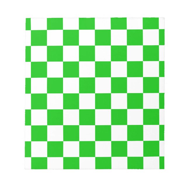 Grün-weißes Schachbrettmuster Notizblock (Vorderseite)