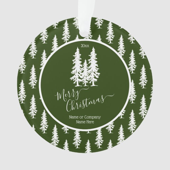 Grün | White Pine Trees Weihnachten | Foto Ornament (Vorderseite)