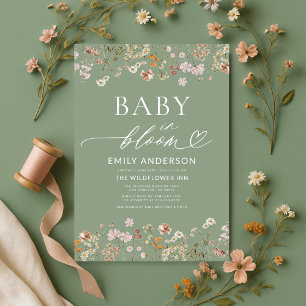 Grün Wildblume Baby in Bloom Baby Dusche Einladung