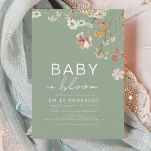 Grün Wildblume Baby in Bloom Baby Dusche Einladung