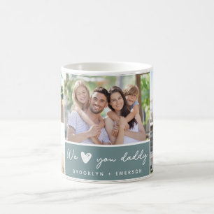 Grün Wir lieben dich Daddy   5 Foto Collage Kaffeetasse