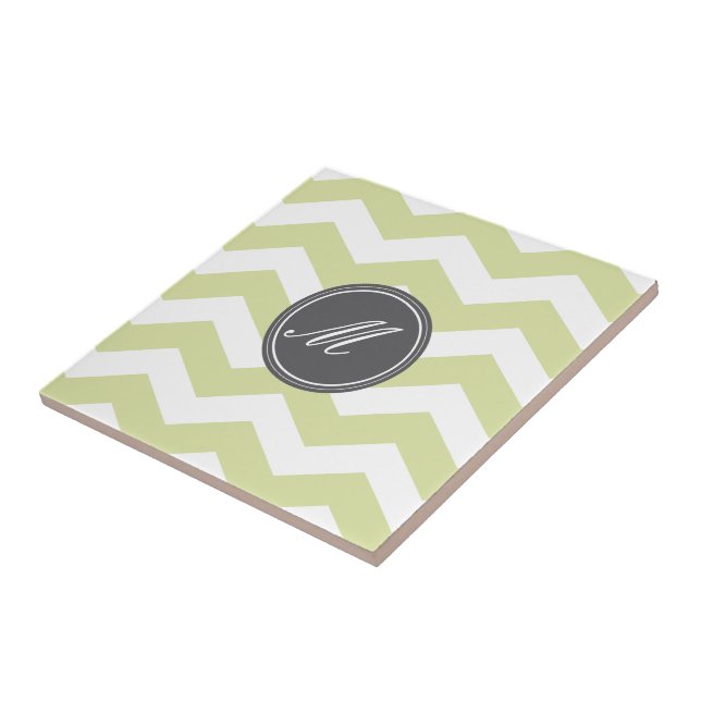 Grün Zickzack mit Monogram Tiles Fliese (Seite)