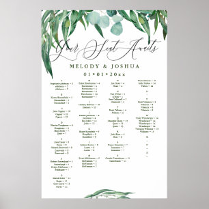 GRÜNANLAGE EUCALYPTUS SITZPLAN, ALPHABETISCH POSTER