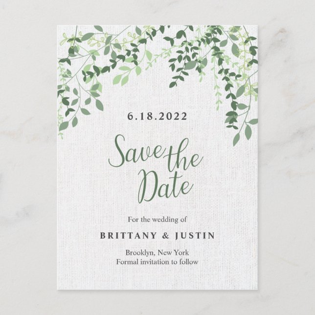 Grünanlagen und Blätter Ankündigungspostkarte (Vorderseite)