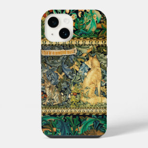 GRÜNANLAGEN, WALDTIERE, FUCHS UND HASE, GRÜNE BLUM iPhone 14 HÜLLE