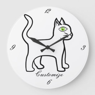 Grünaugenkatze Thunder_Cove Große Wanduhr