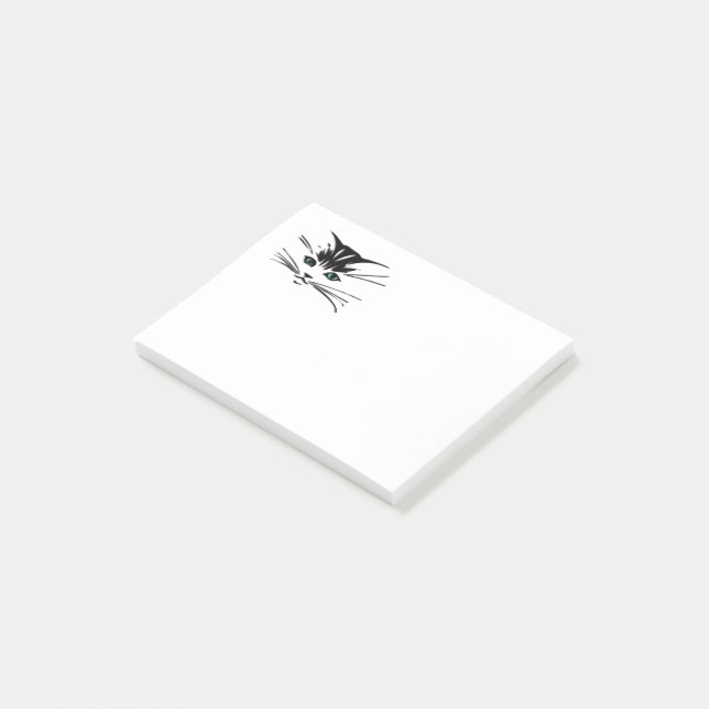 Grünaugige Katze Post-it Klebezettel (angewinkelt)