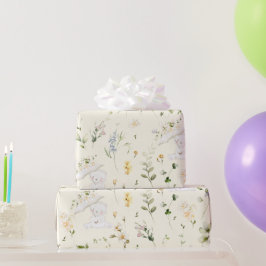 Grünbärenweibchen Neutral Floral Baby Dusche Geschenkpapier