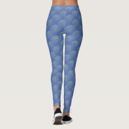 Grünblau auf Blauem Seeigel Leggings