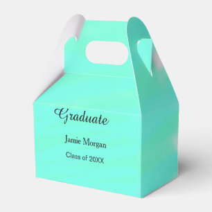 Grünblaue Aquarell-Abschlussfeier Name Jahr Geschenkschachtel