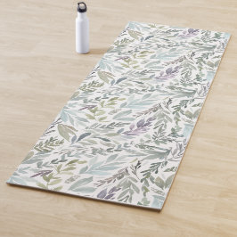 Grünblaue botanische Aquarellmalerei Yogamatte