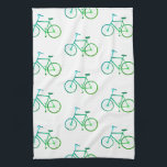 Grünblaue Fahrräder Muster Küchentücher<br><div class="desc">Dekorieren Sie Ihre Küche mit diesem coolen grünen Fahrradtuch. Macht ein großartiges Hauswärme- oder Hochzeitsgeschenk! Sie können ihn anpassen und auch Text hinzufügen. Karo in meinem Shop für viel mehr Farben und Muster!</div>