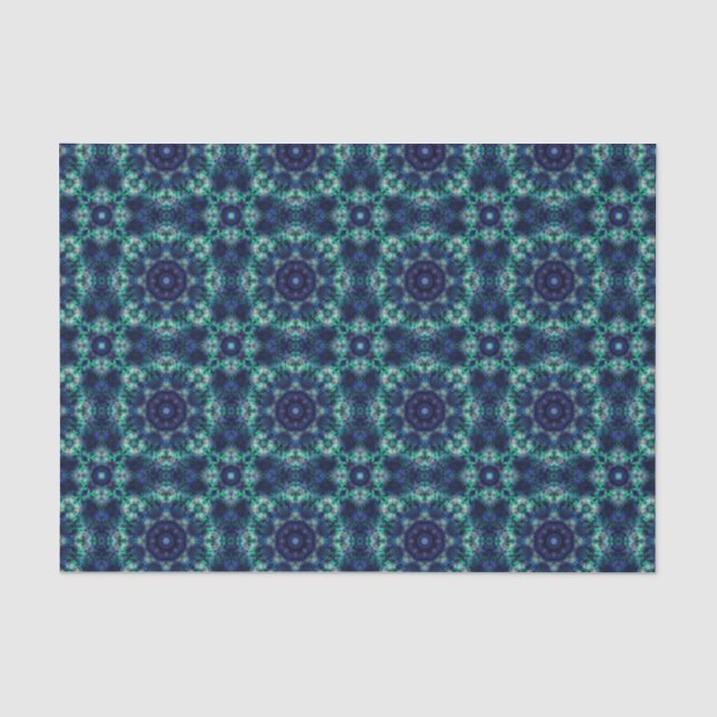 Grünblaue Ornamente Seidenpapier (Vorderseite)