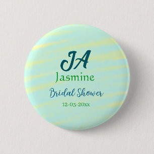 Grünblaue Pastell-Aquarell-Junggesellinnen-Abschie Button